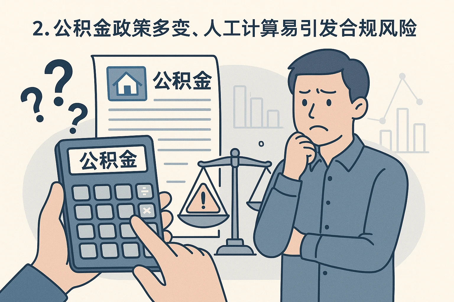 2. 公积金政策多变，人工计算易引发合规风险