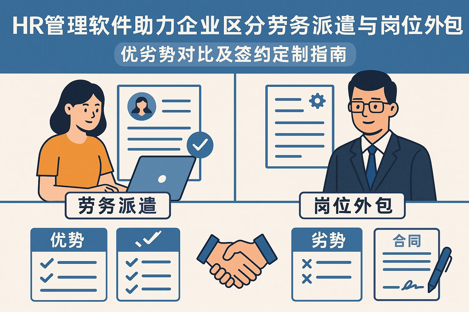 HR管理软件助力企业区分劳务派遣与岗位外包：优劣势对比及签约定制指南