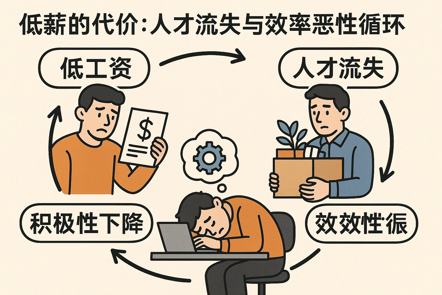 2. 低薪的代价：人才流失与效率恶性循环