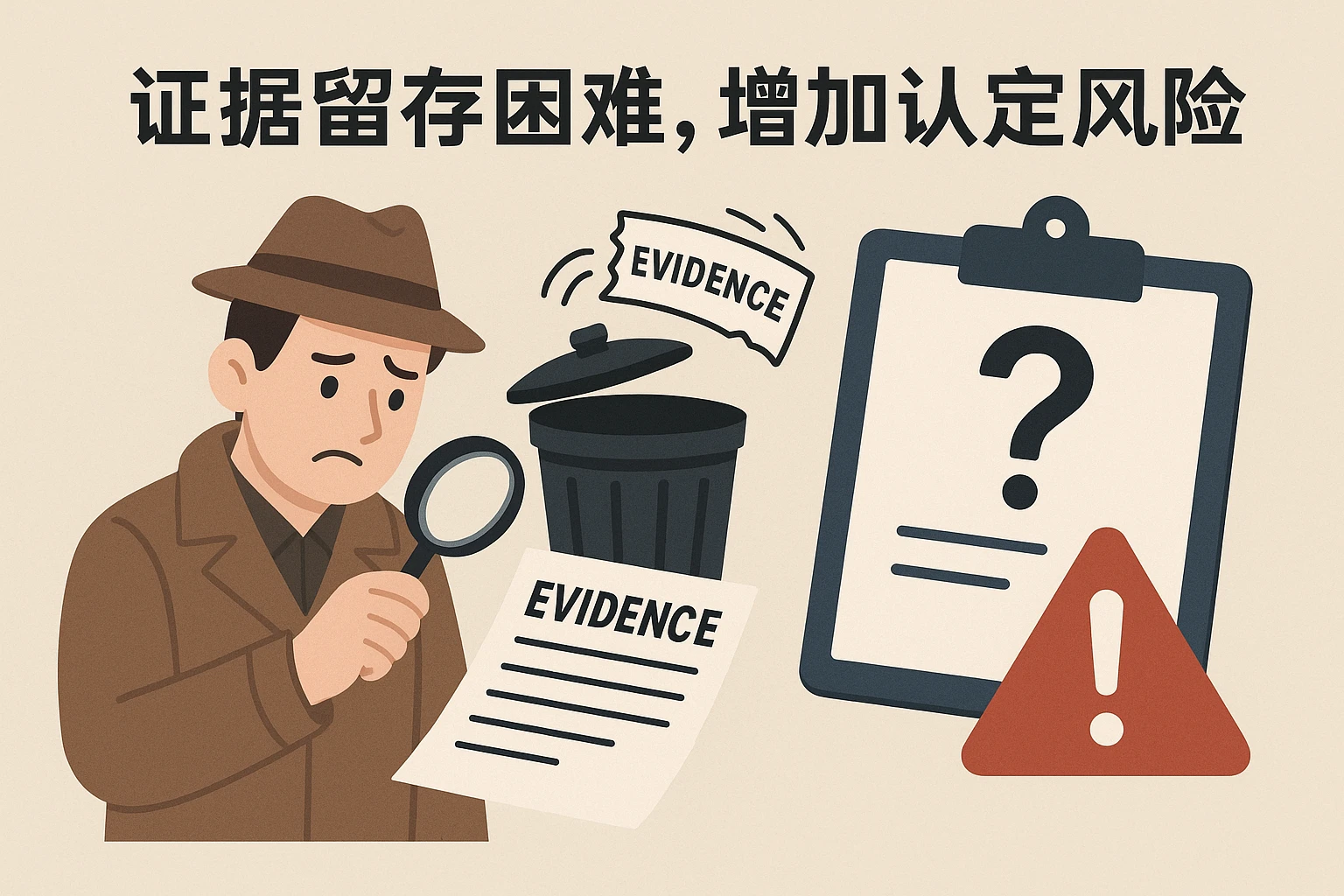 2. 证据留存困难，增加认定风险