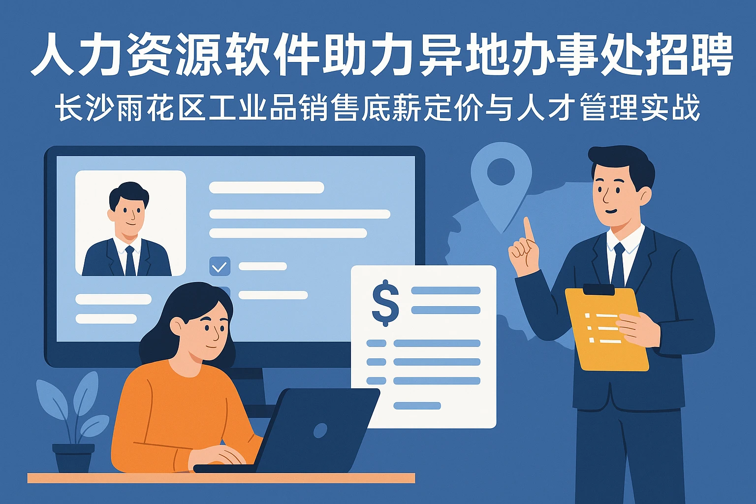 人力资源软件助力异地办事处招聘：长沙雨花区工业品销售底薪定价与人才管理实战
