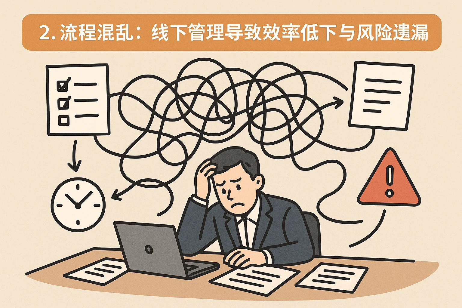 2. 流程混乱：线下管理导致效率低下与风险遗漏
