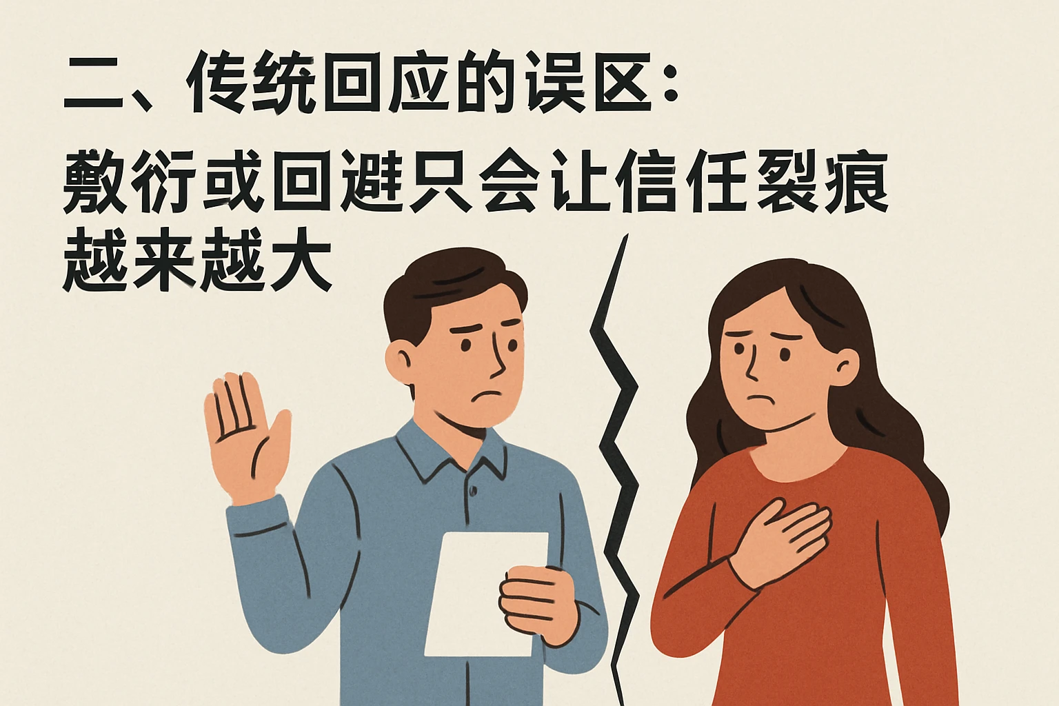二、传统回应的误区：敷衍或回避只会让信任裂痕越来越大