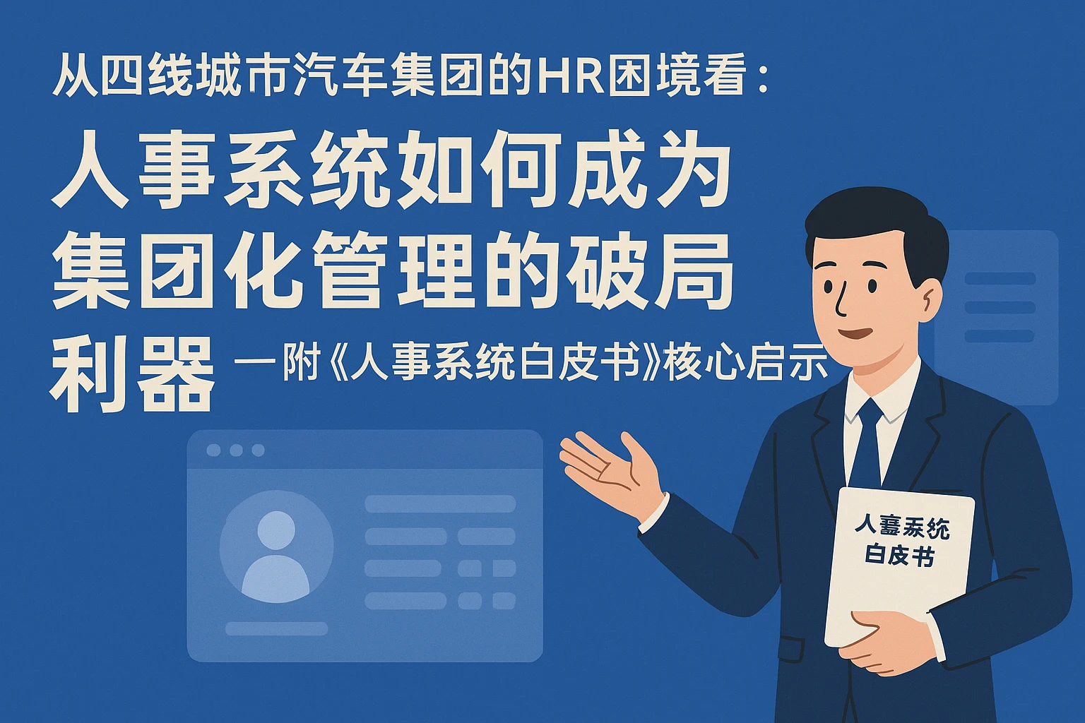 从四线城市汽车集团的HR困境看：人事系统如何成为集团化管理的破局利器——附《人事系统白皮书》核心启示