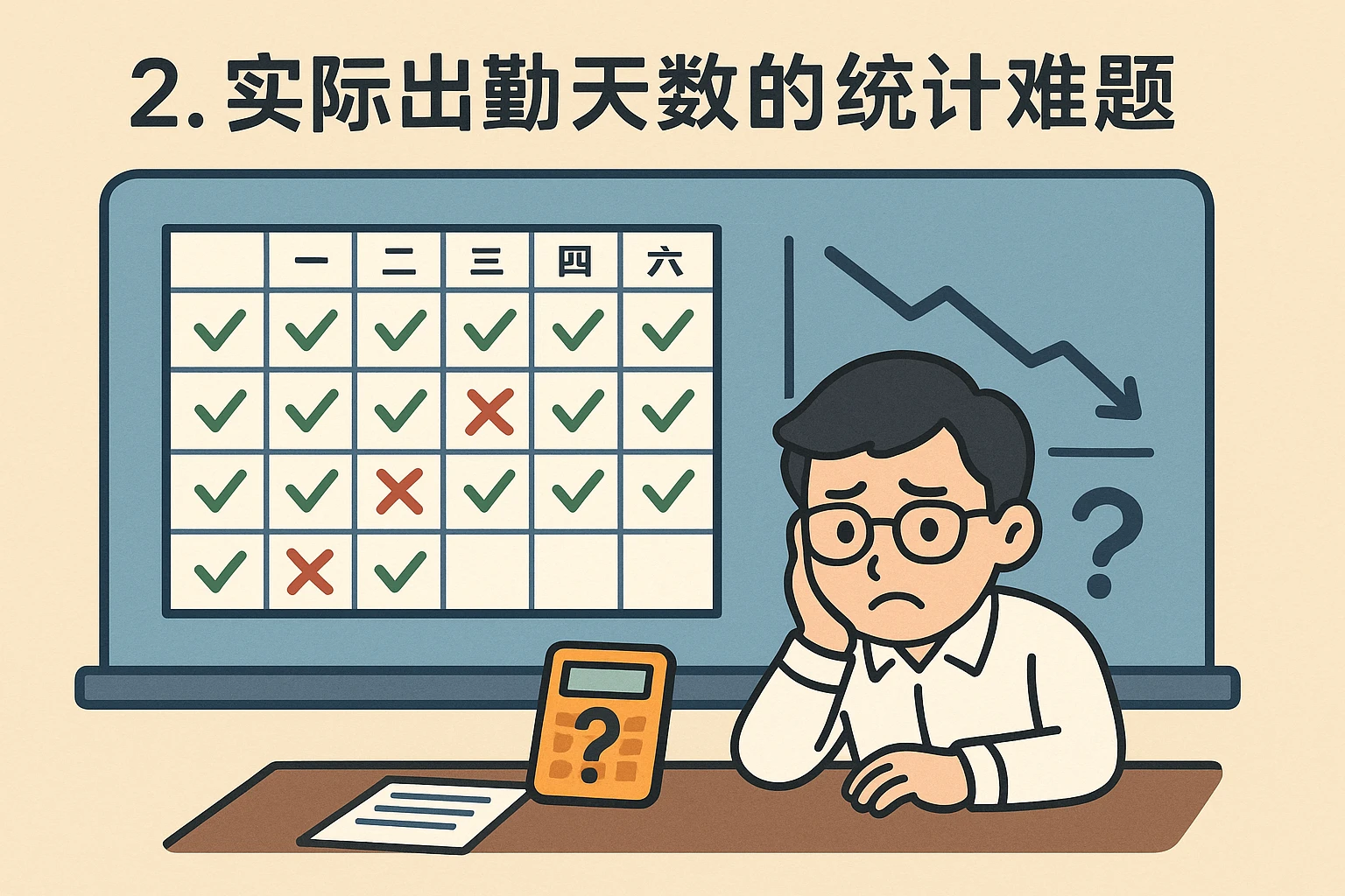 2. 实际出勤天数的统计难题