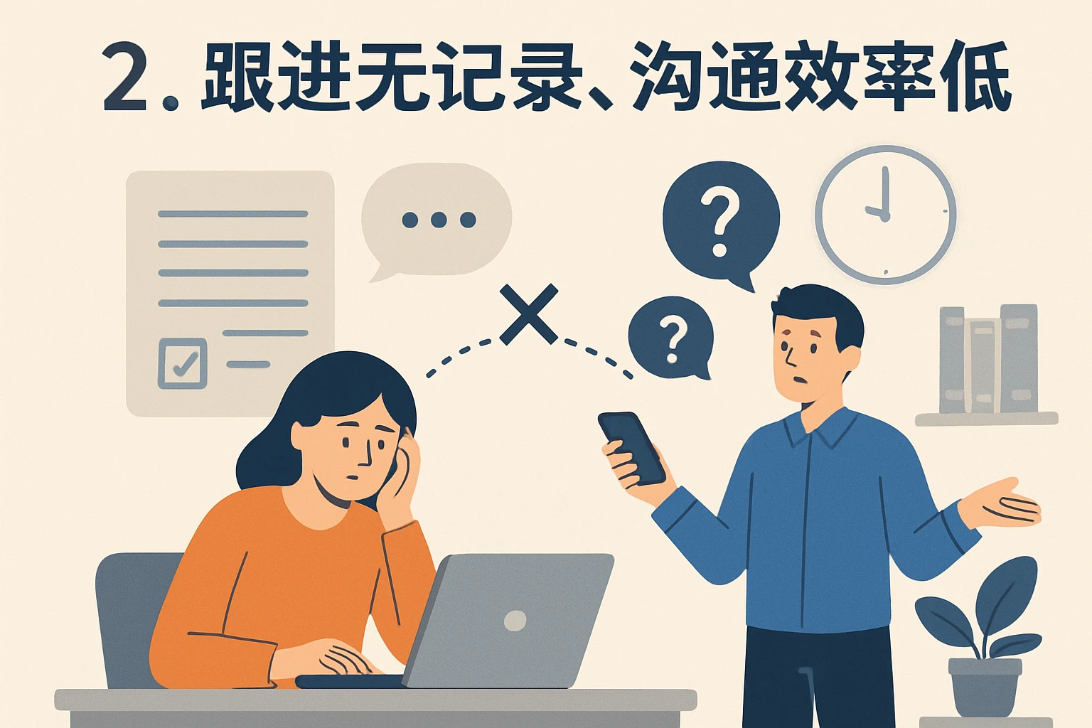 2. 跟进无记录，沟通效率低