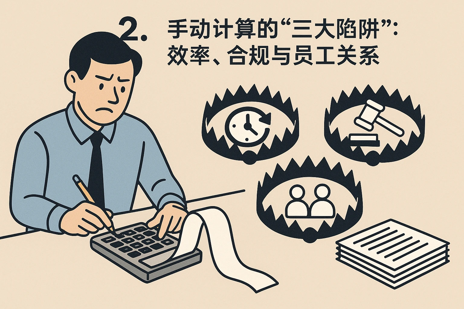 2. 手动计算的“三大陷阱”：效率、合规与员工关系