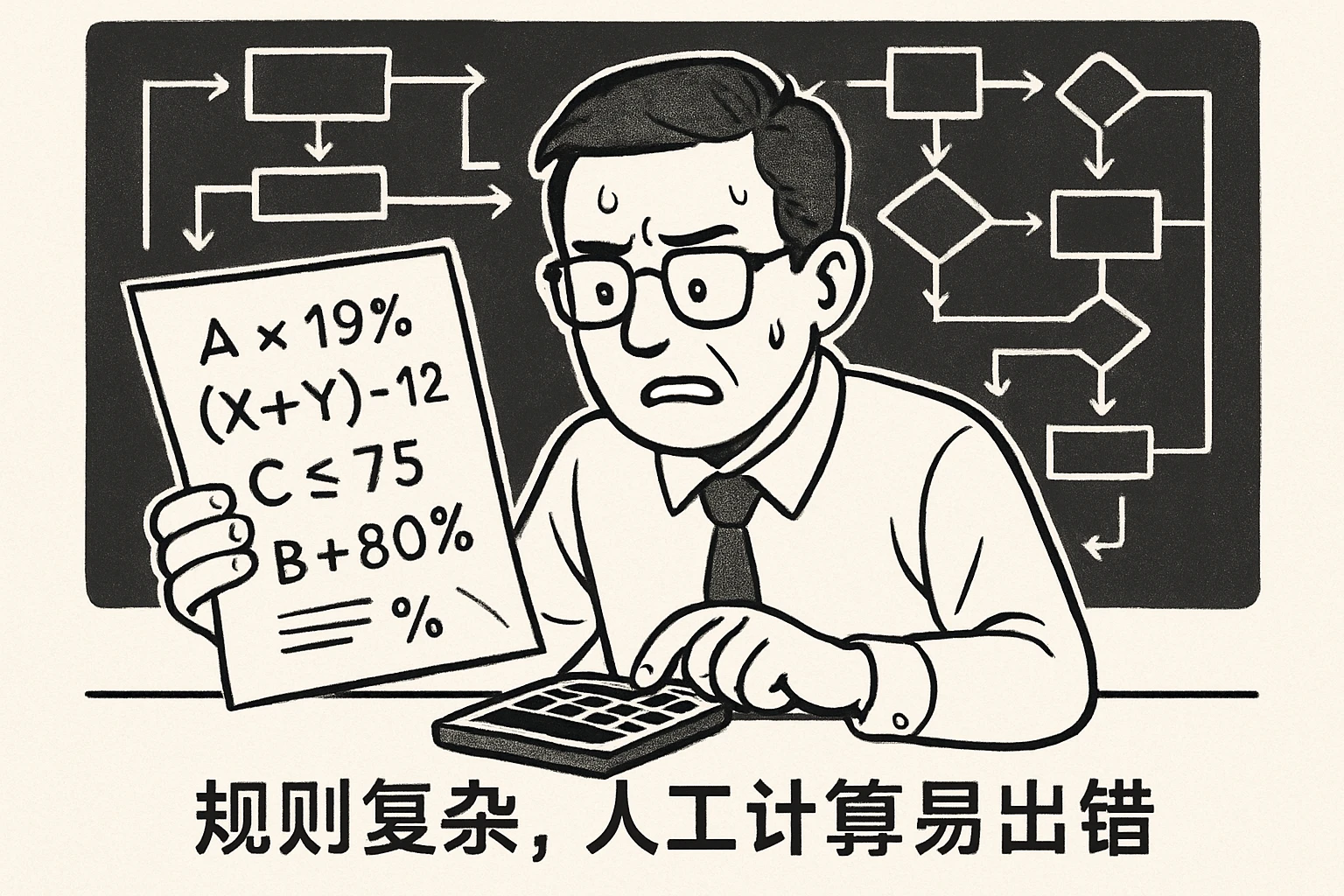 2. 规则复杂，人工计算易出错
