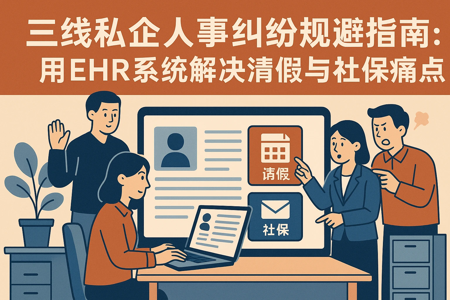 三线私企人事纠纷规避指南：用EHR系统解决请假与社保痛点