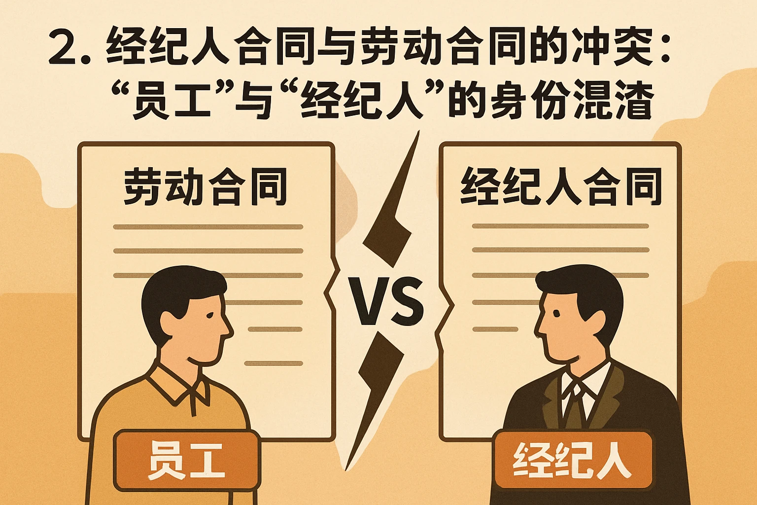 2. 经纪人合同与劳动合同的冲突：“员工”与“经纪人”的身份混淆