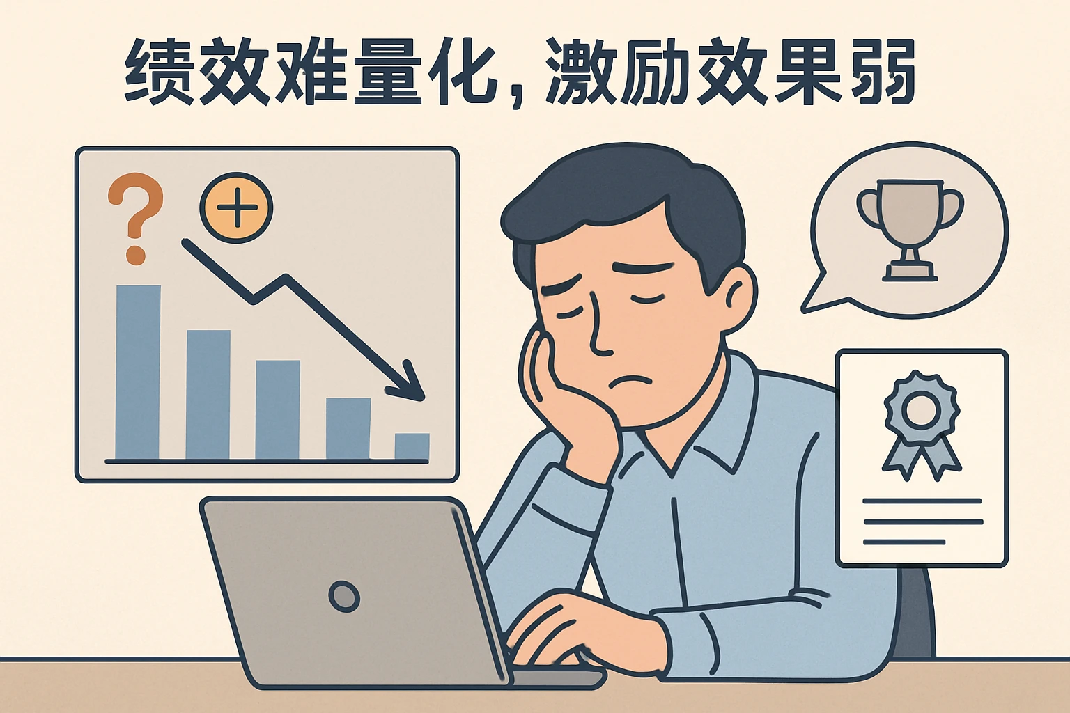 2. 绩效难量化，激励效果弱