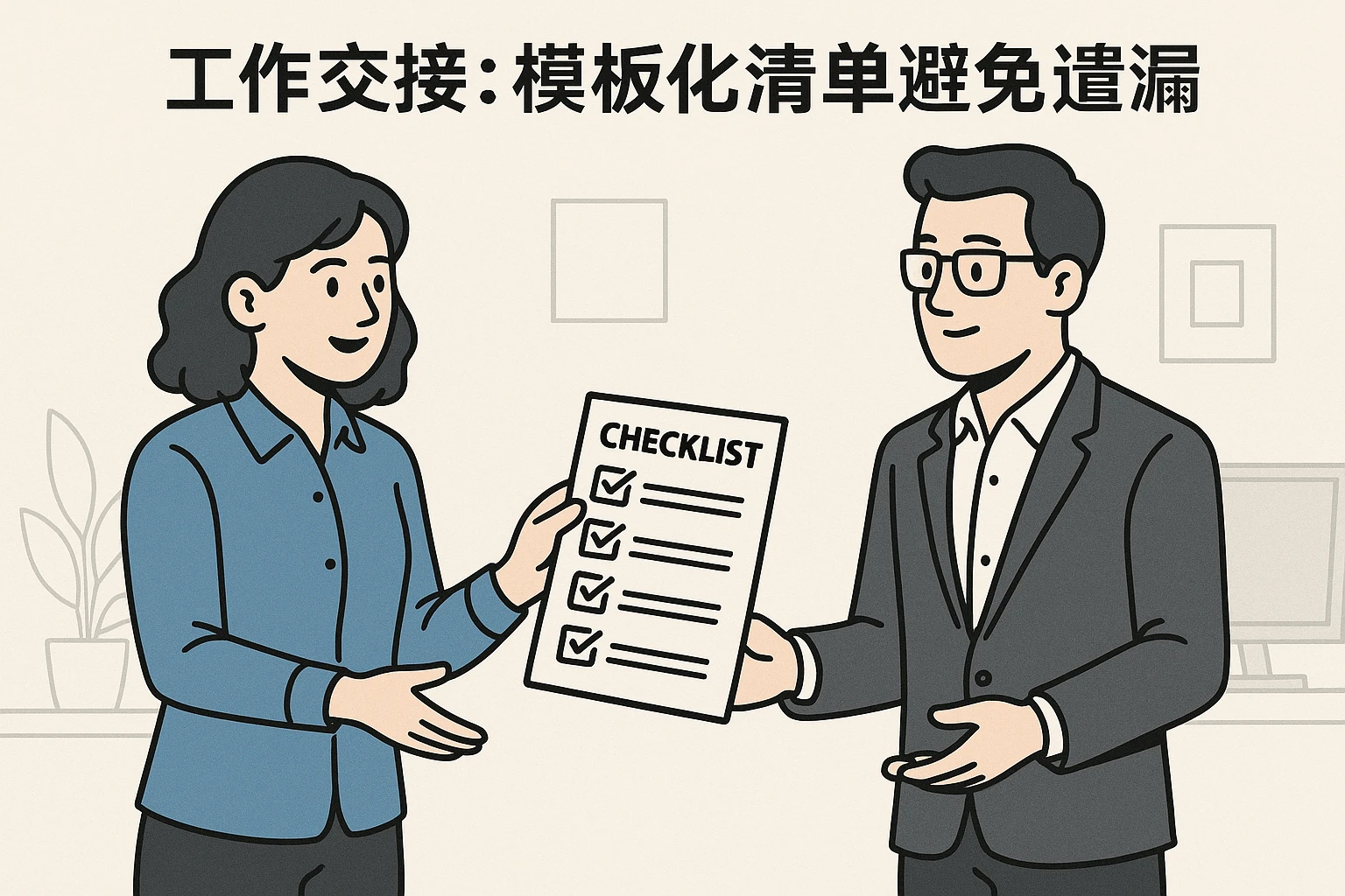 2. 工作交接：模板化清单避免遗漏