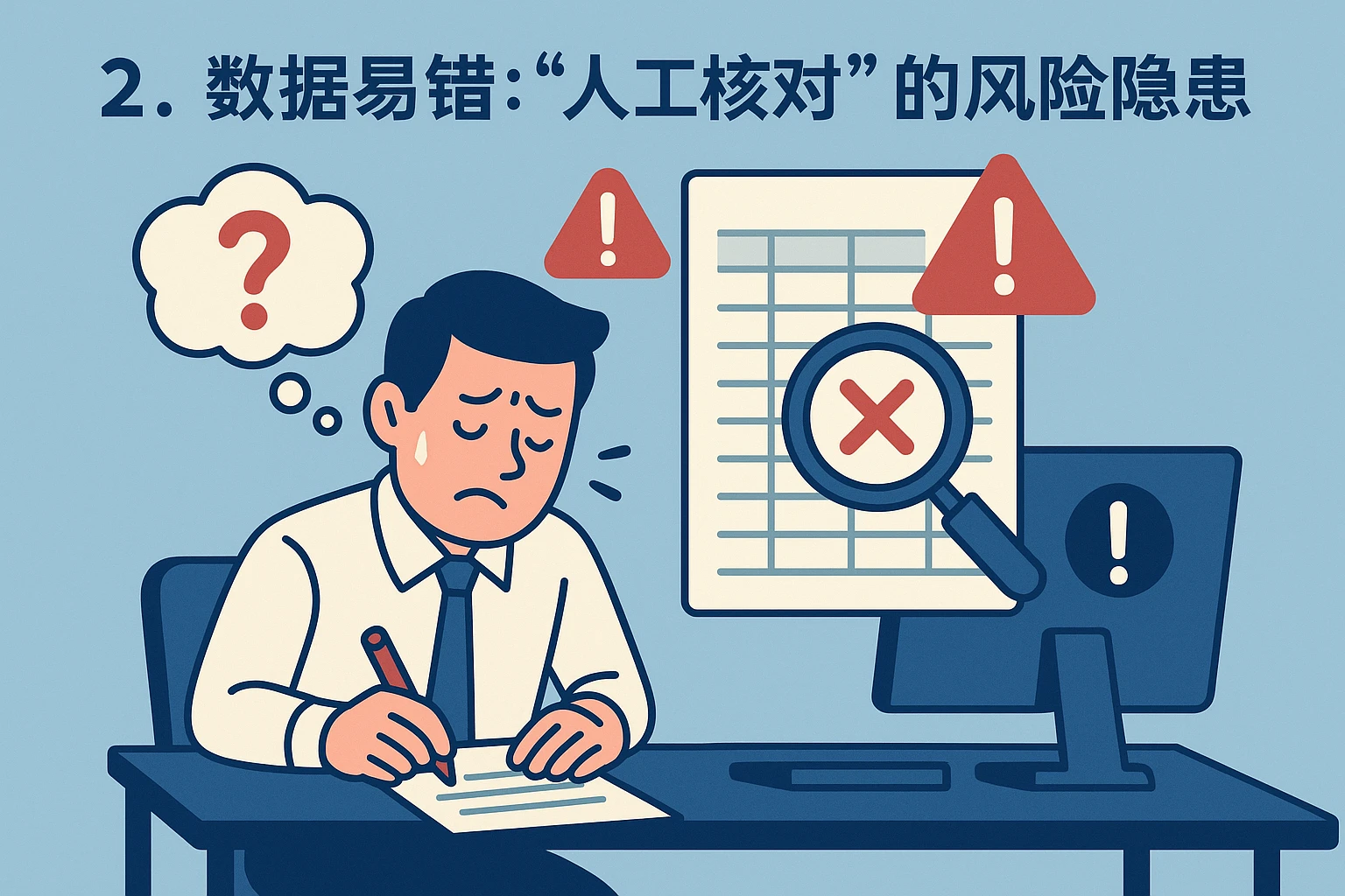 2. 数据易错：“人工核对”的风险隐患