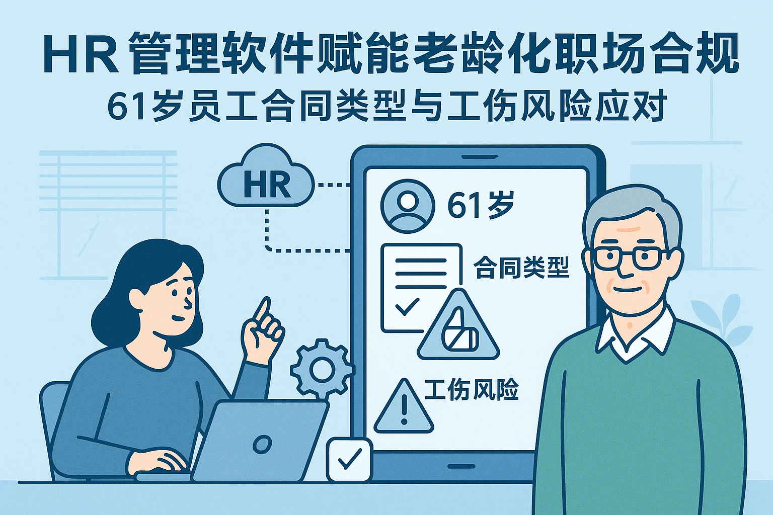 HR管理软件赋能老龄化职场合规：61岁员工合同类型与工伤风险应对