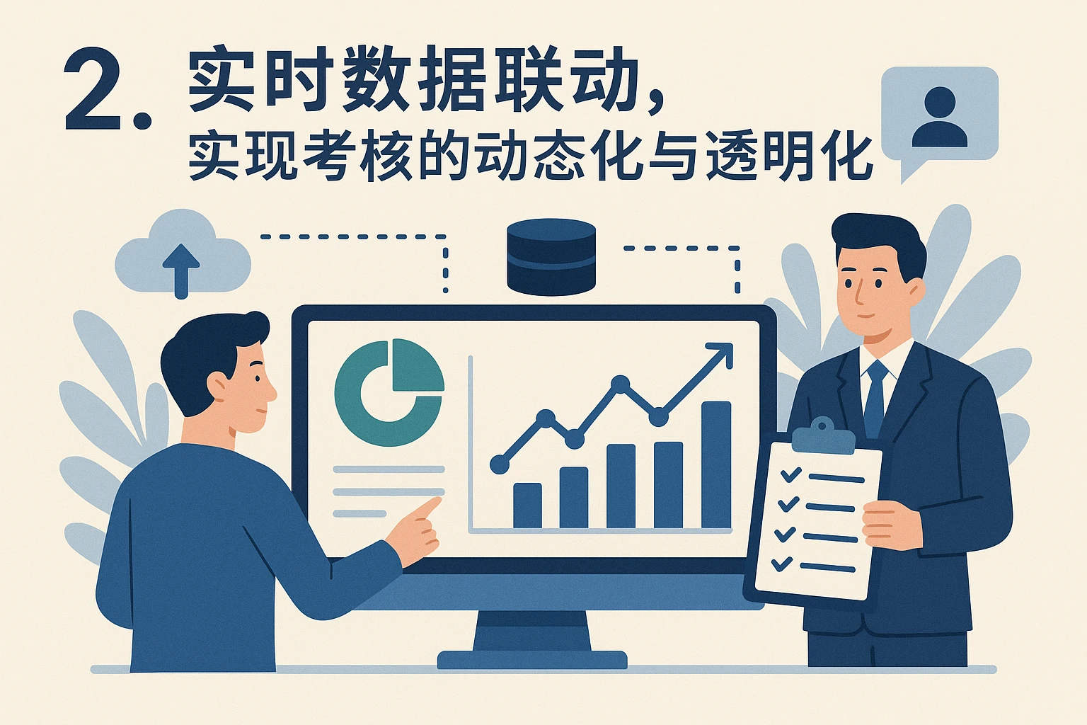 2. 实时数据联动，实现考核的动态化与透明化