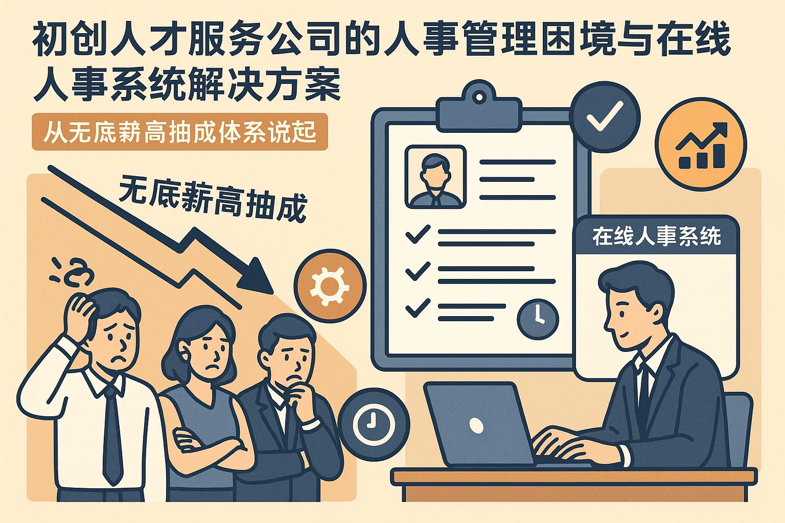 初创人才服务公司的人事管理困境与在线人事系统解决方案——从无底薪高抽成体系说起