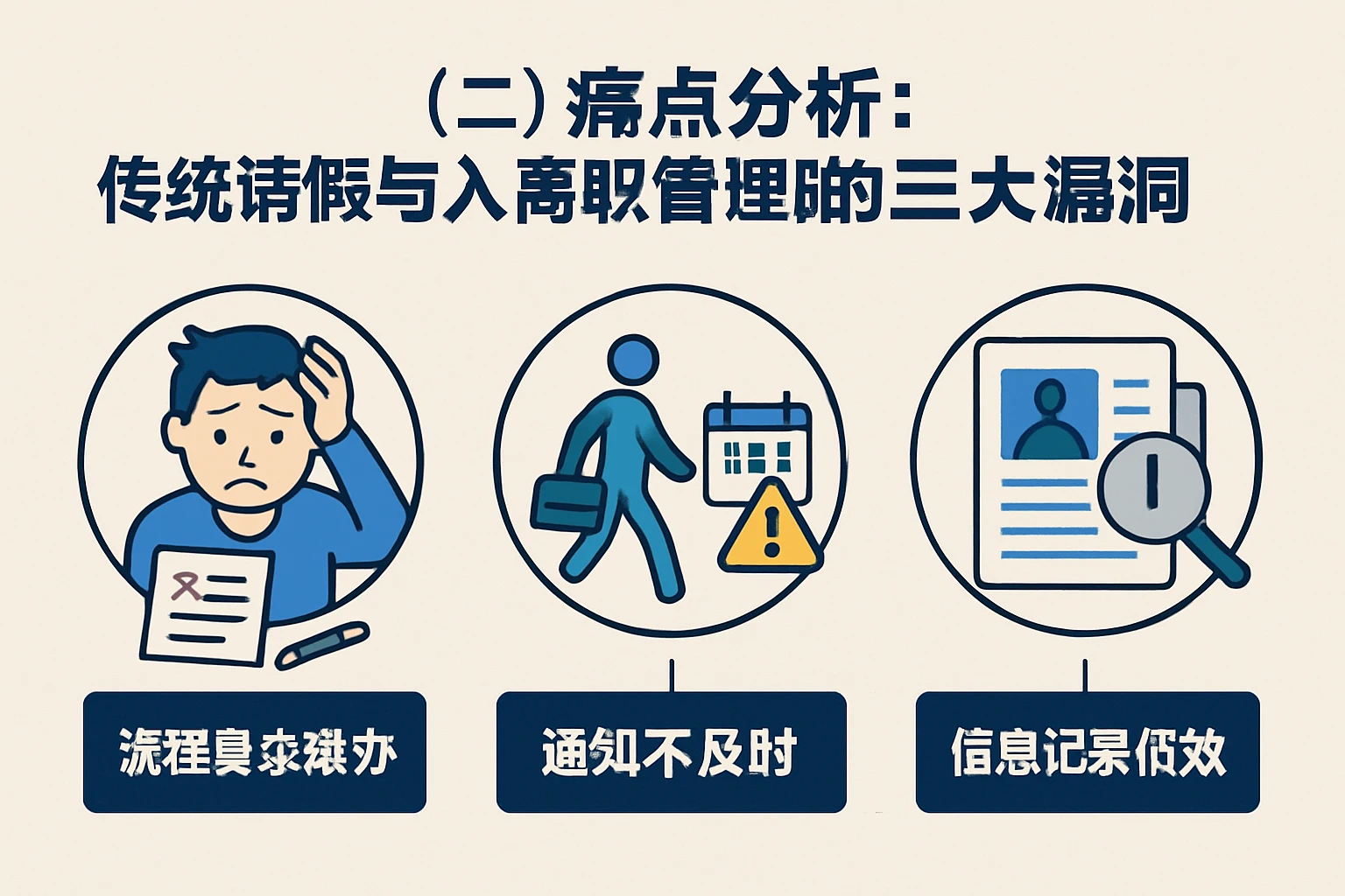 （二）痛点分析：传统请假与入离职管理的三大漏洞