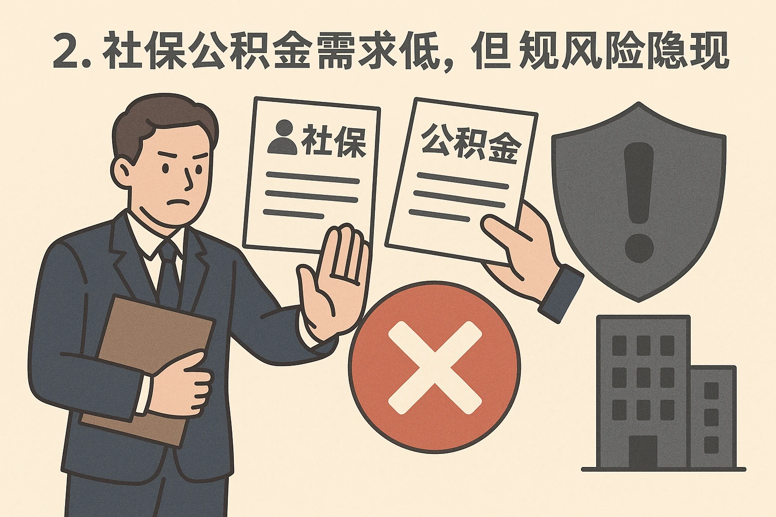 2. 社保公积金需求低，但合规风险隐现