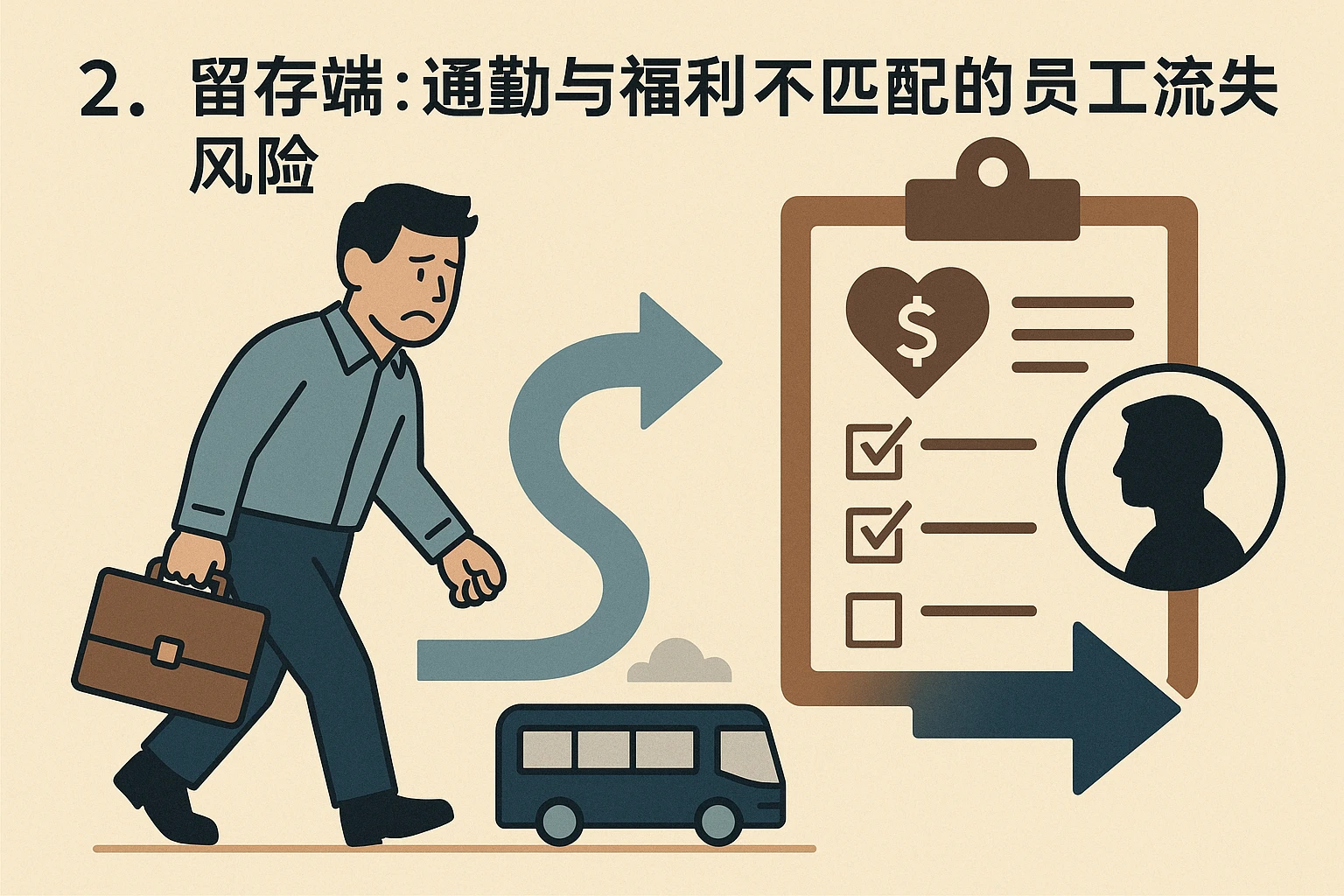 2. 留存端：通勤与福利不匹配的员工流失风险