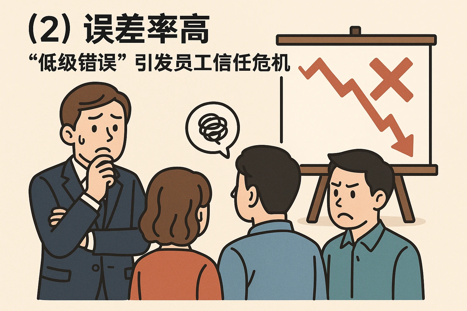 （2）误差率高：“低级错误”引发员工信任危机