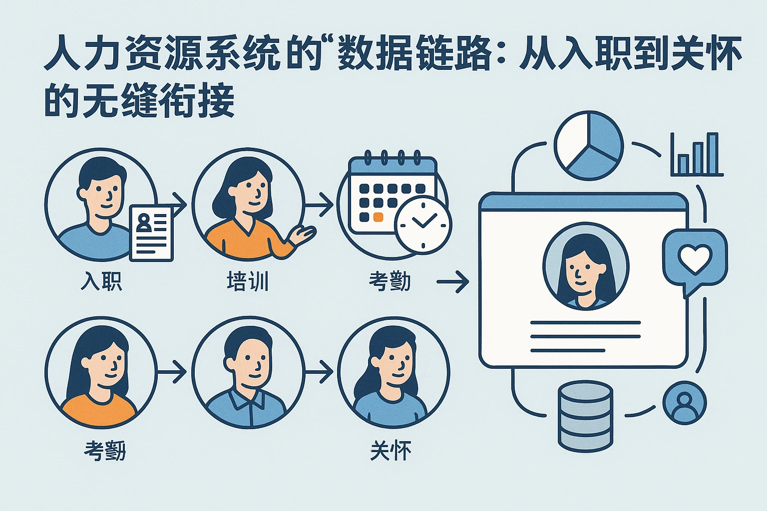 2. 人力资源系统的“数据链路”：从入职到关怀的无缝衔接