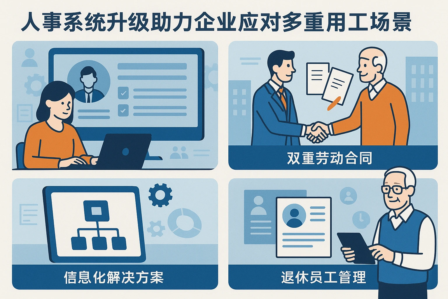 人事系统升级助力企业应对多重用工场景——从双重劳动合同到退休员工管理的信息化解决方案