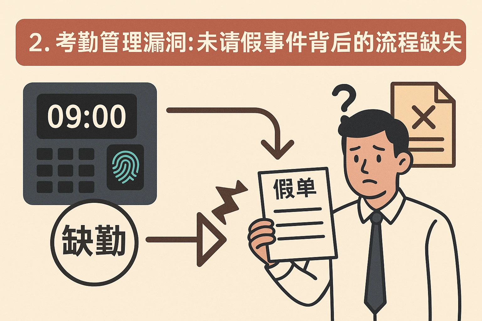 2. 考勤管理漏洞：未请假事件背后的流程缺失