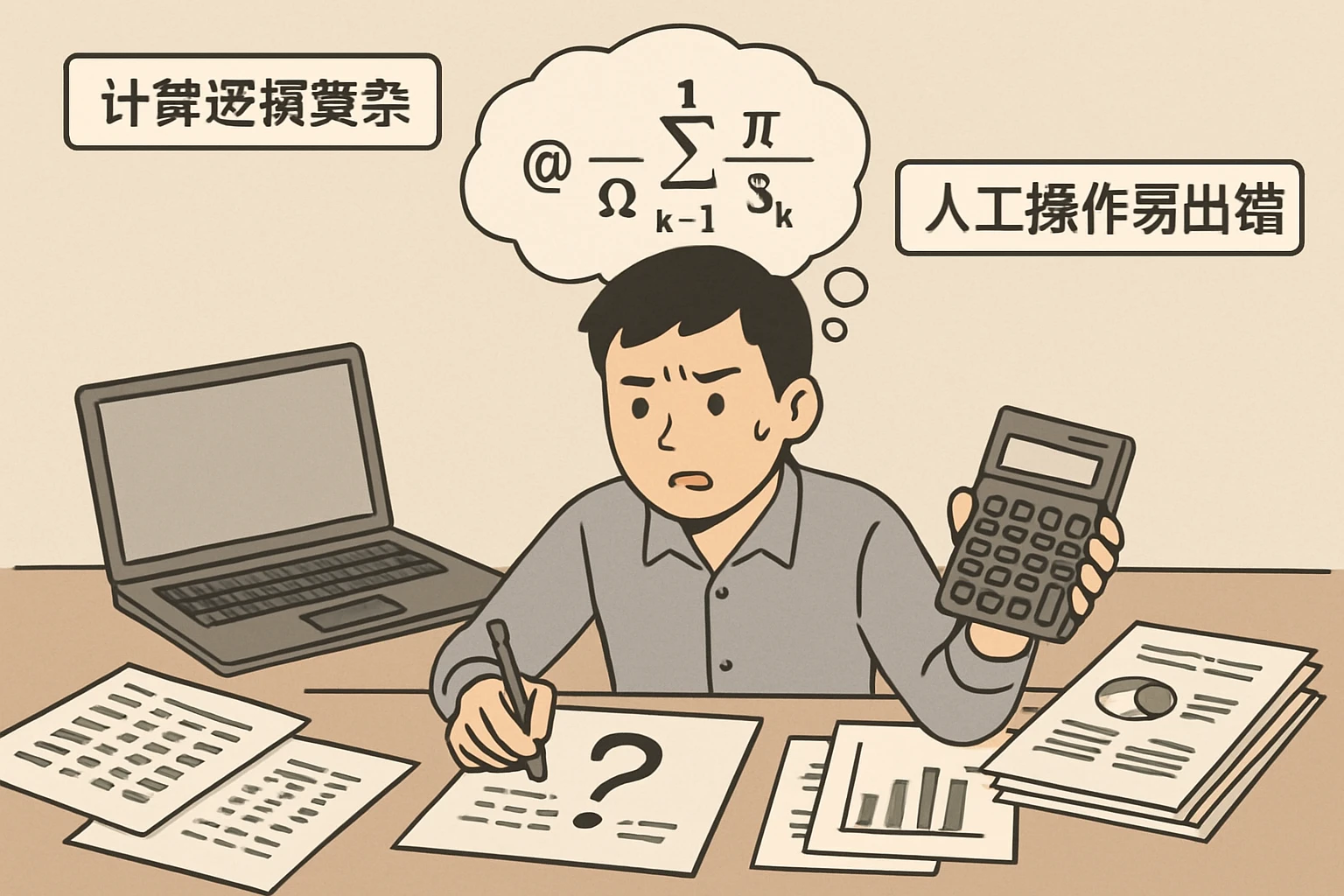 2. 计算逻辑复杂，人工操作易出错