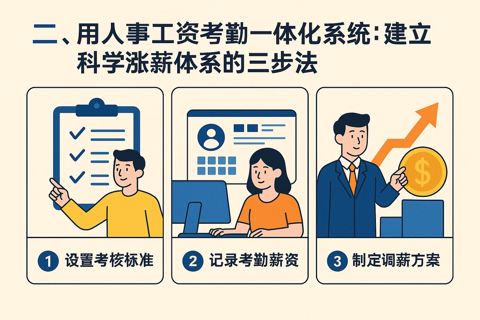 二、用人事工资考勤一体化系统：建立科学涨薪体系的三步法