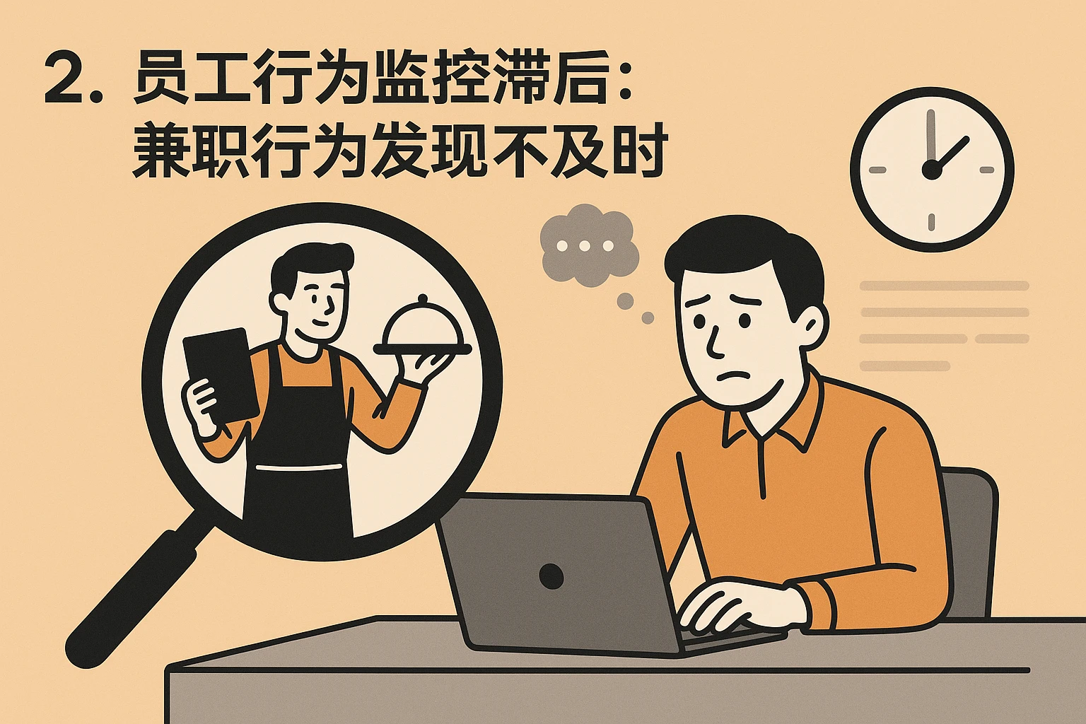 2. 员工行为监控滞后：兼职行为发现不及时