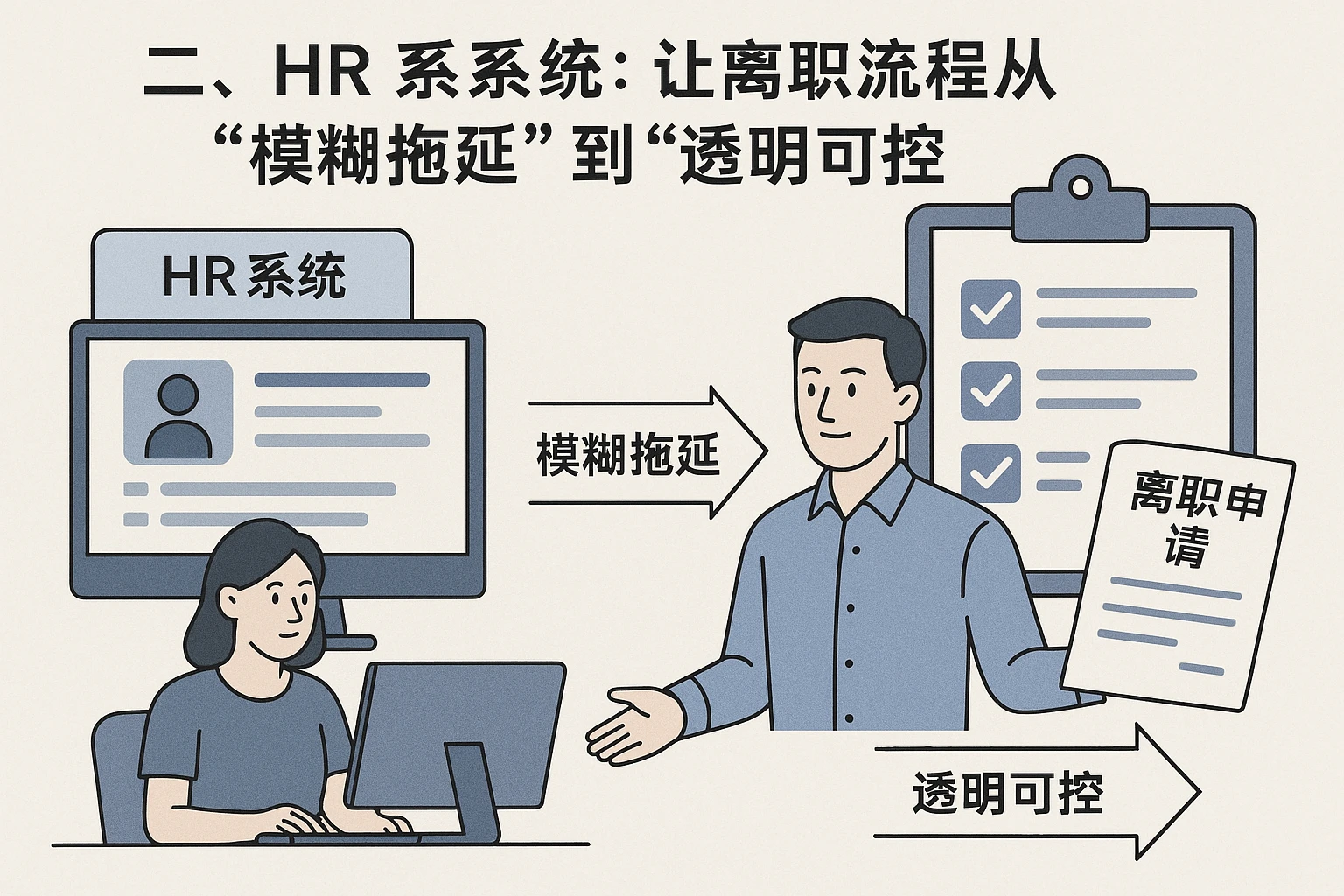 二、HR系统：让离职流程从“模糊拖延”到“透明可控”