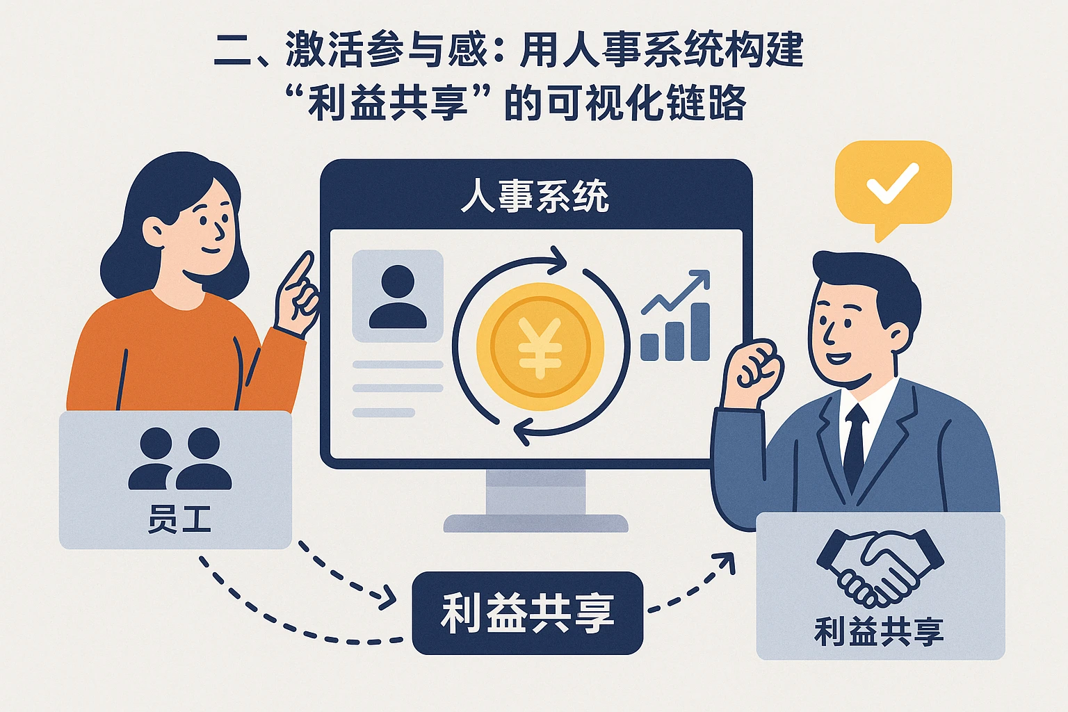 二、激活参与感：用人事系统构建“利益共享”的可视化链路
