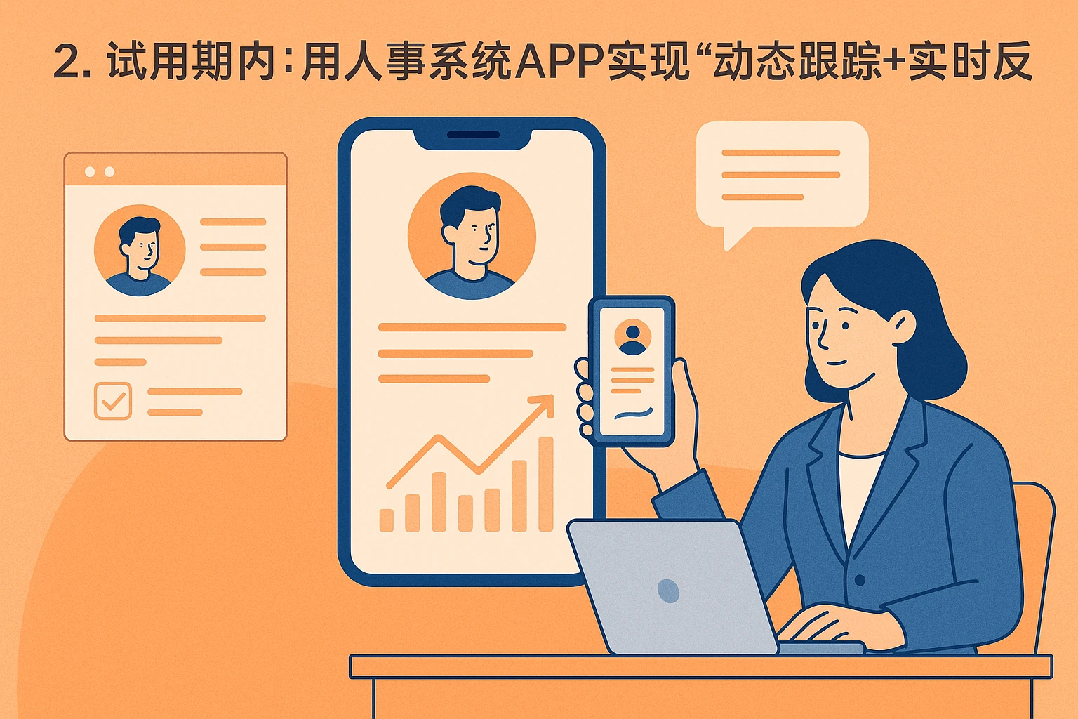 2. 试用期内：用人事系统APP实现“动态跟踪+实时反馈”