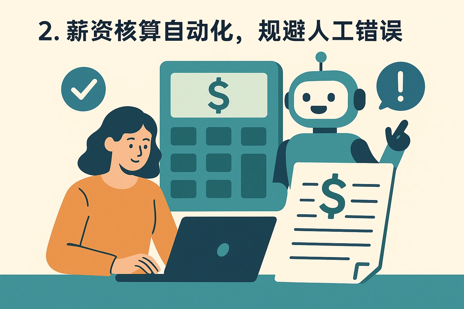 2. 薪资核算自动化，规避人工错误