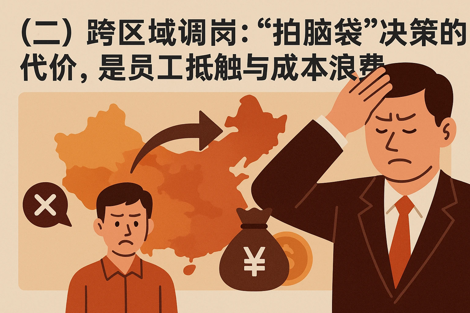 （二）跨区域调岗：“拍脑袋”决策的代价，是员工抵触与成本浪费