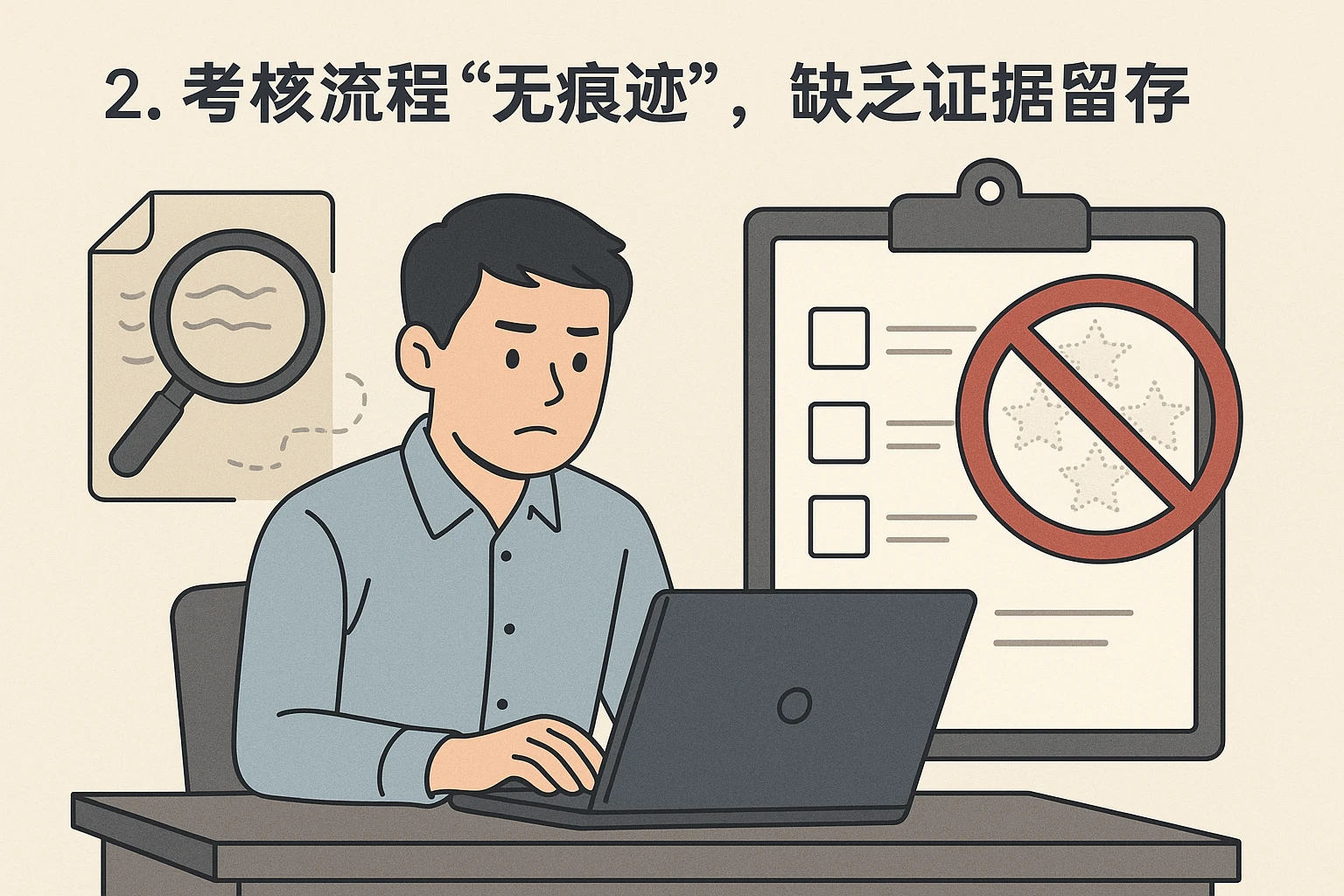 2. 考核流程“无痕迹”，缺乏证据留存