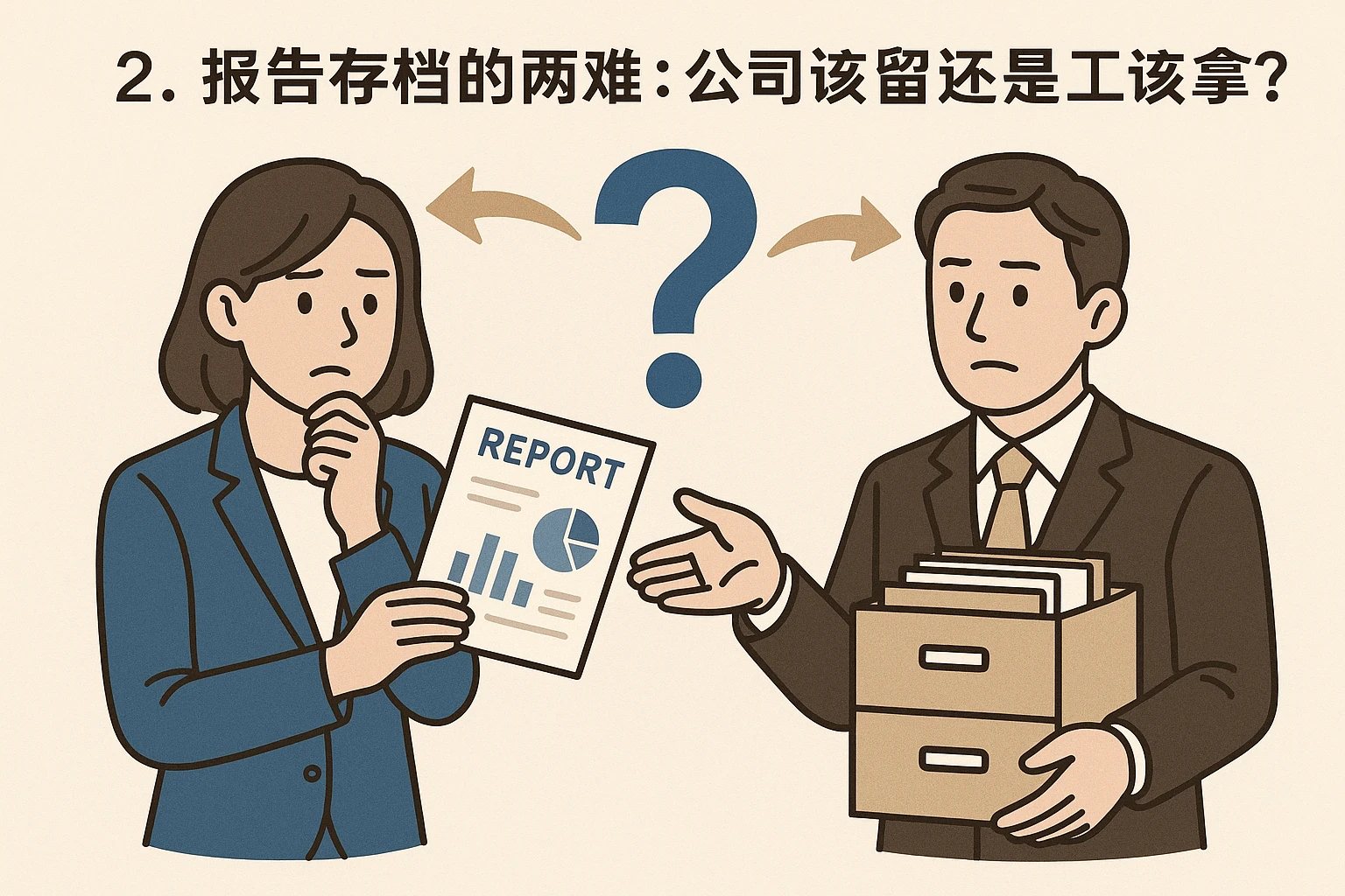 2. 报告存档的两难：公司该留还是员工该拿？