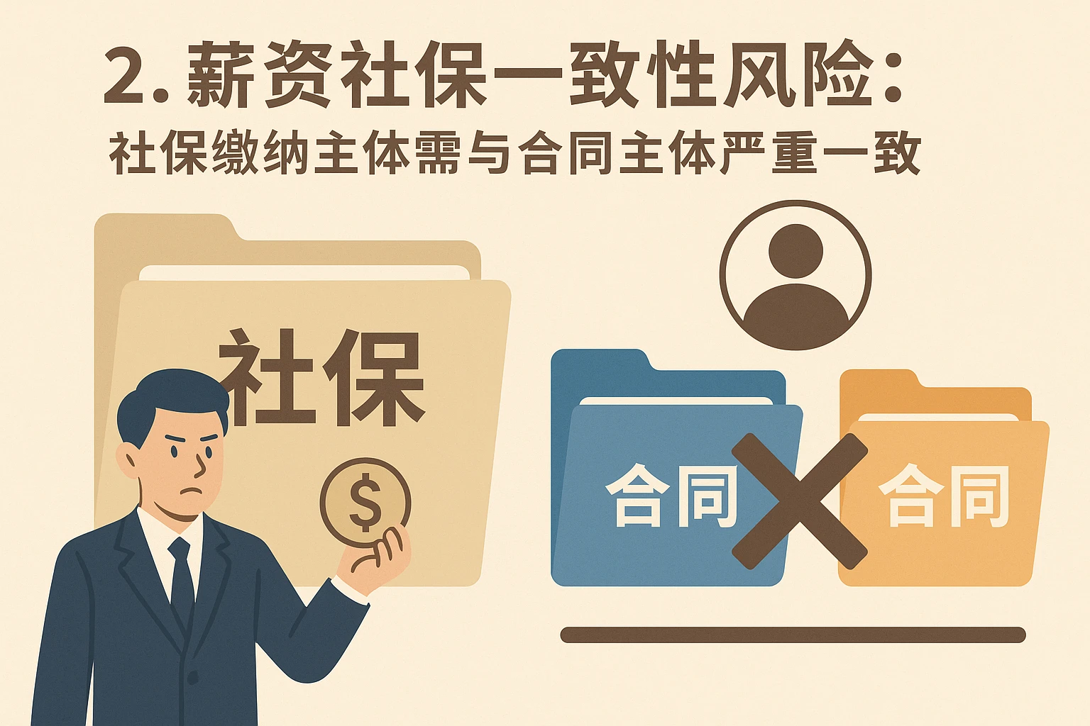 2. 薪资社保一致性风险：社保缴纳主体需与合同主体严格一致