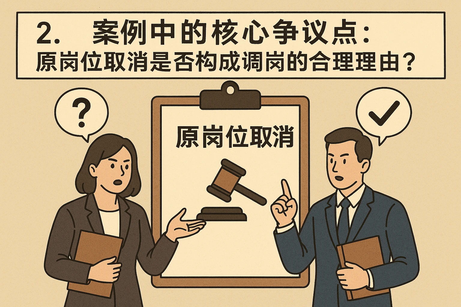 2. 案例中的核心争议点：原岗位取消是否构成调岗的合理理由？