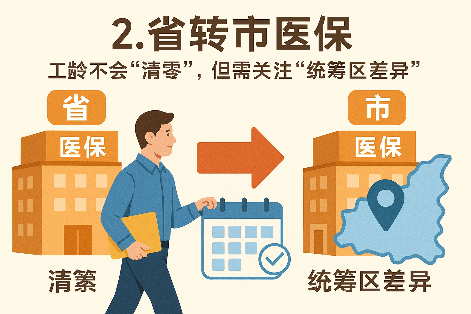 2. 省转市医保：工龄不会“清零”，但需关注“统筹区差异”
