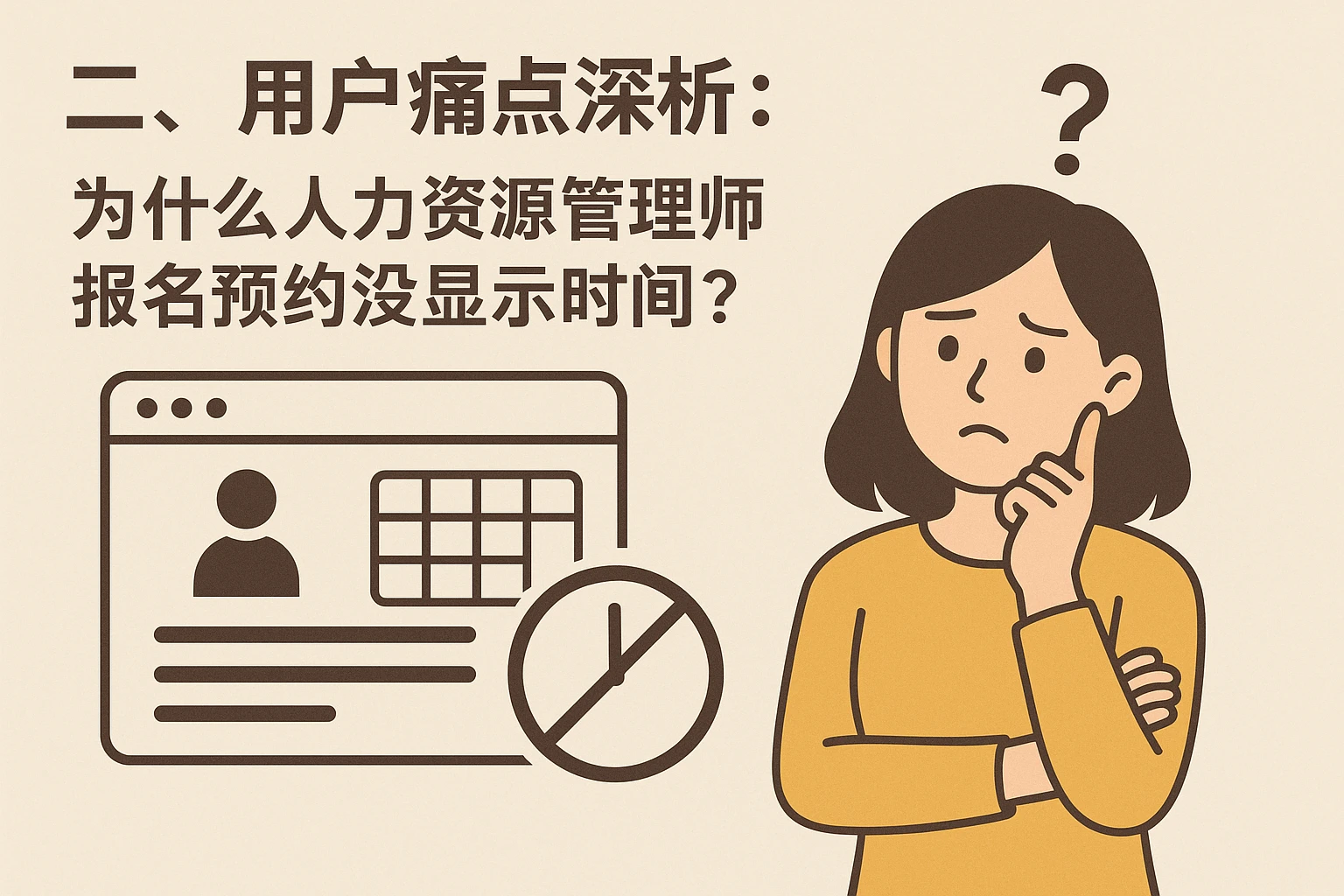 二、用户痛点深析：为什么人力资源管理师报名预约没显示时间？