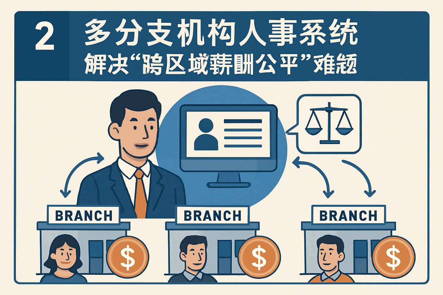 2. 多分支机构人事系统：解决