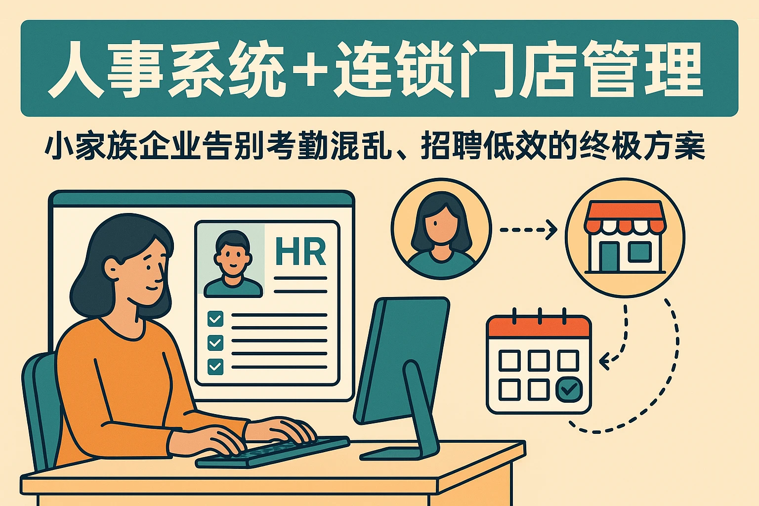 人事系统+连锁门店管理：小家族企业告别考勤混乱、招聘低效的终极方案