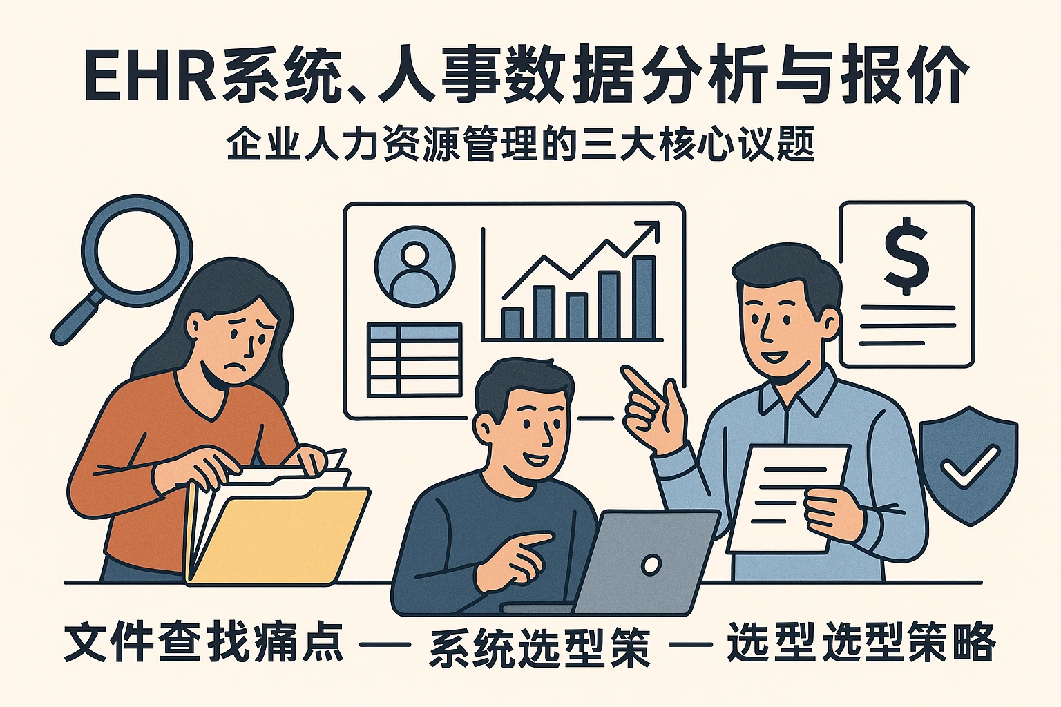 EHR系统、人事数据分析与报价：企业人力资源管理的三大核心议题——从文件查找痛点到系统选型策略