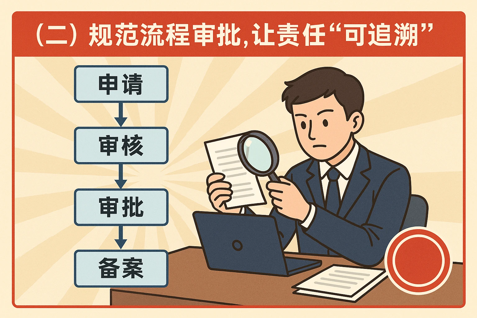 （二）规范流程审批，让责任