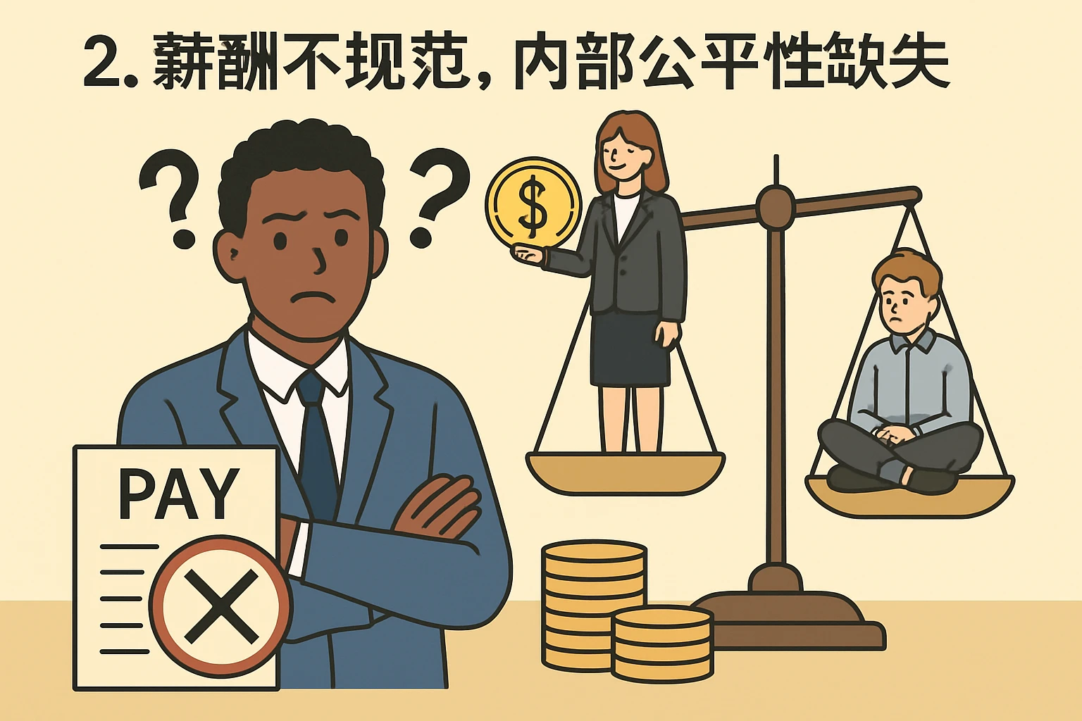 2. 薪酬不规范，内部公平性缺失