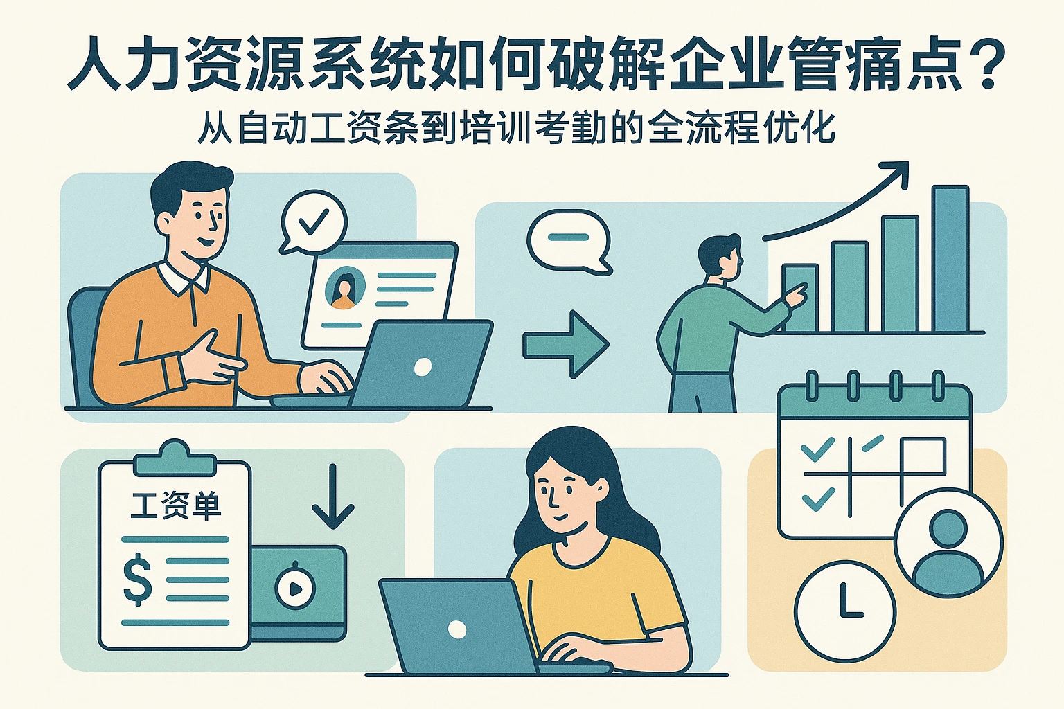 人力资源系统如何破解企业管理痛点？从自动工资条到培训考勤的全流程优化