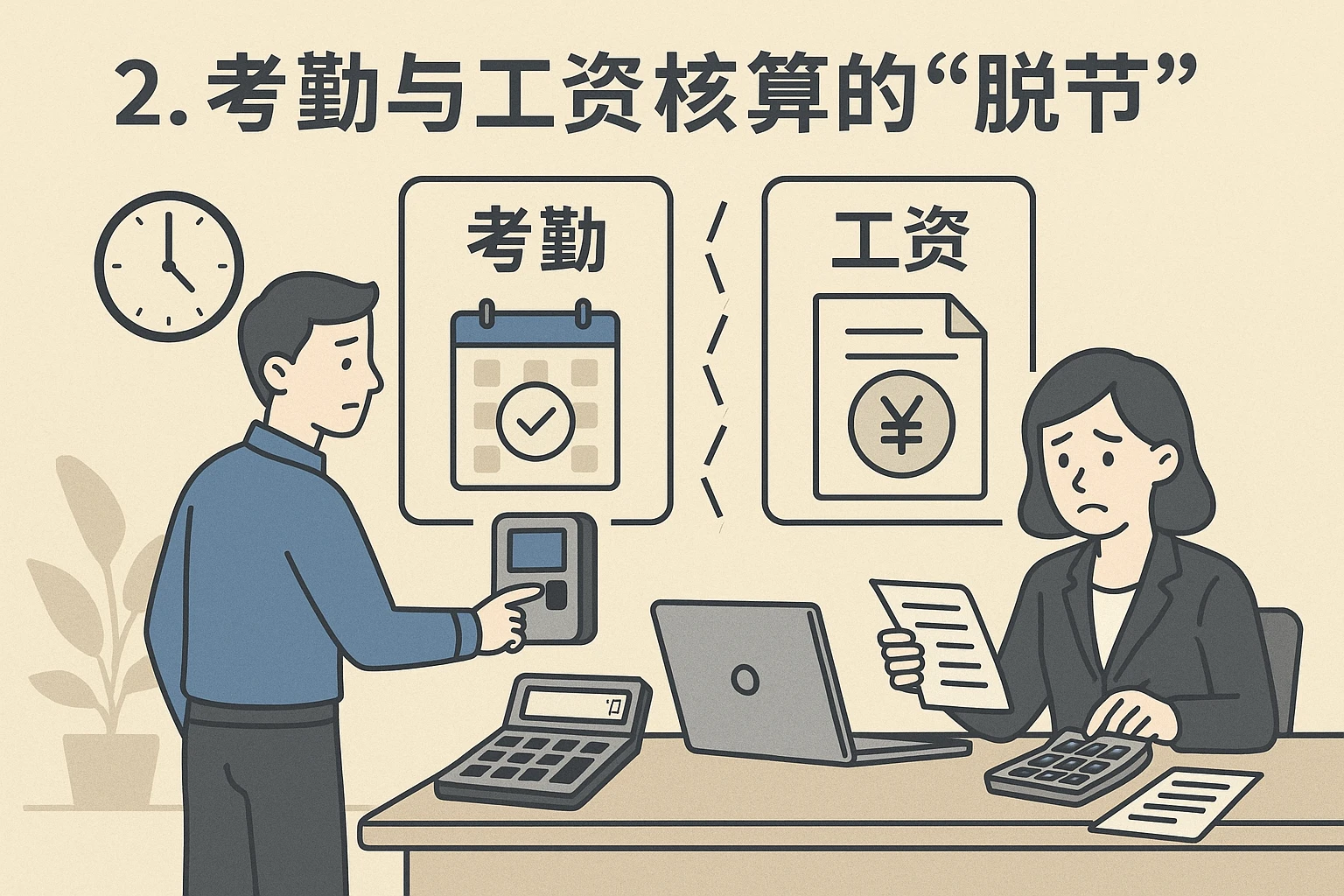 2. 考勤与工资核算的“脱节”