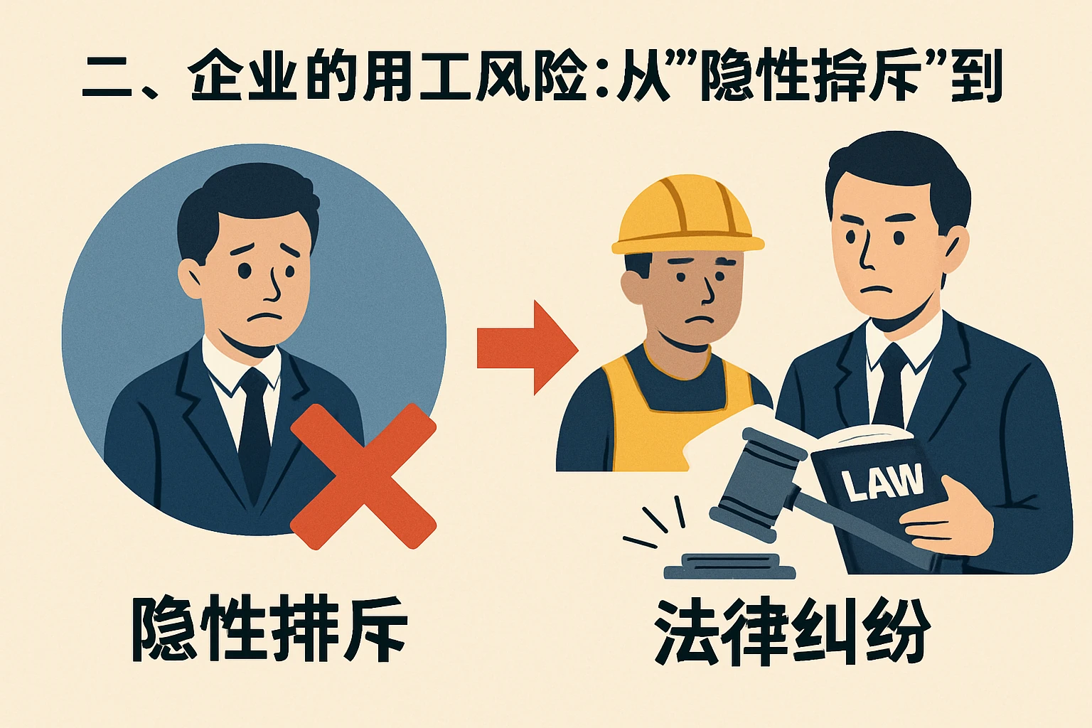 二、企业的用工风险：从“隐性排斥”到“法律纠纷”