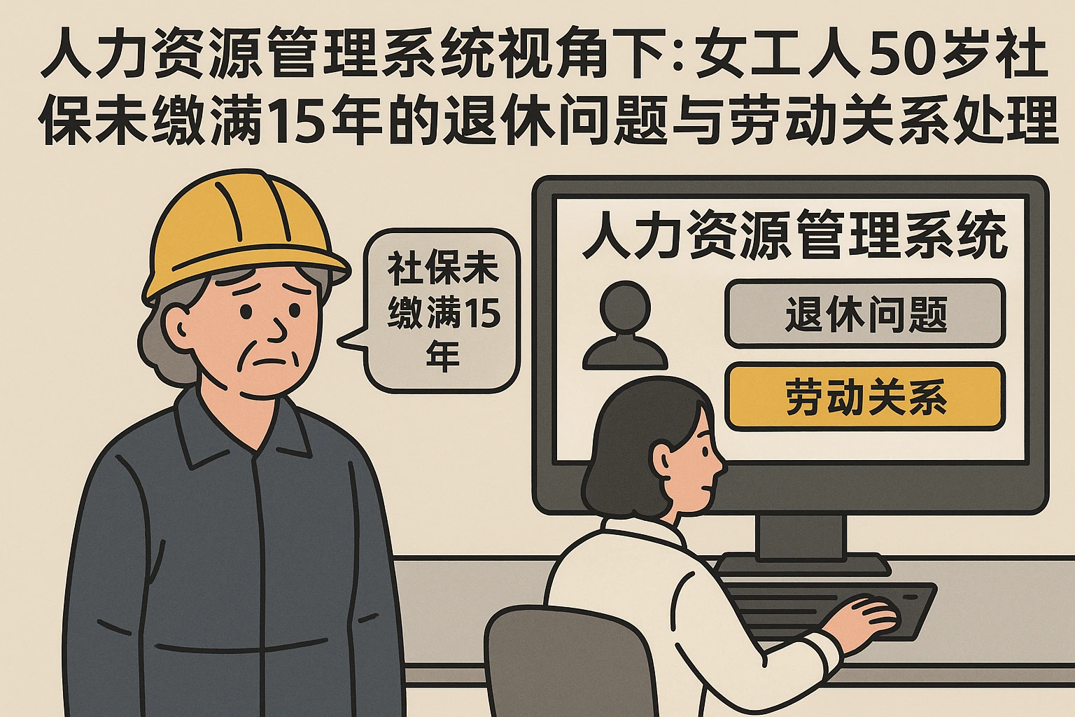 人力资源管理系统视角下：女工人50岁社保未缴满15年的退休问题与劳动关系处理